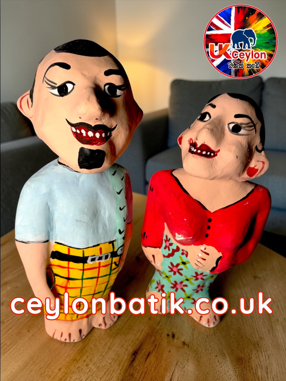Ceylon Village Charm – Gamarala & Gama Hamine Couple Figurine ගමරාල & ගම හමිනේ ජෝඩුව
