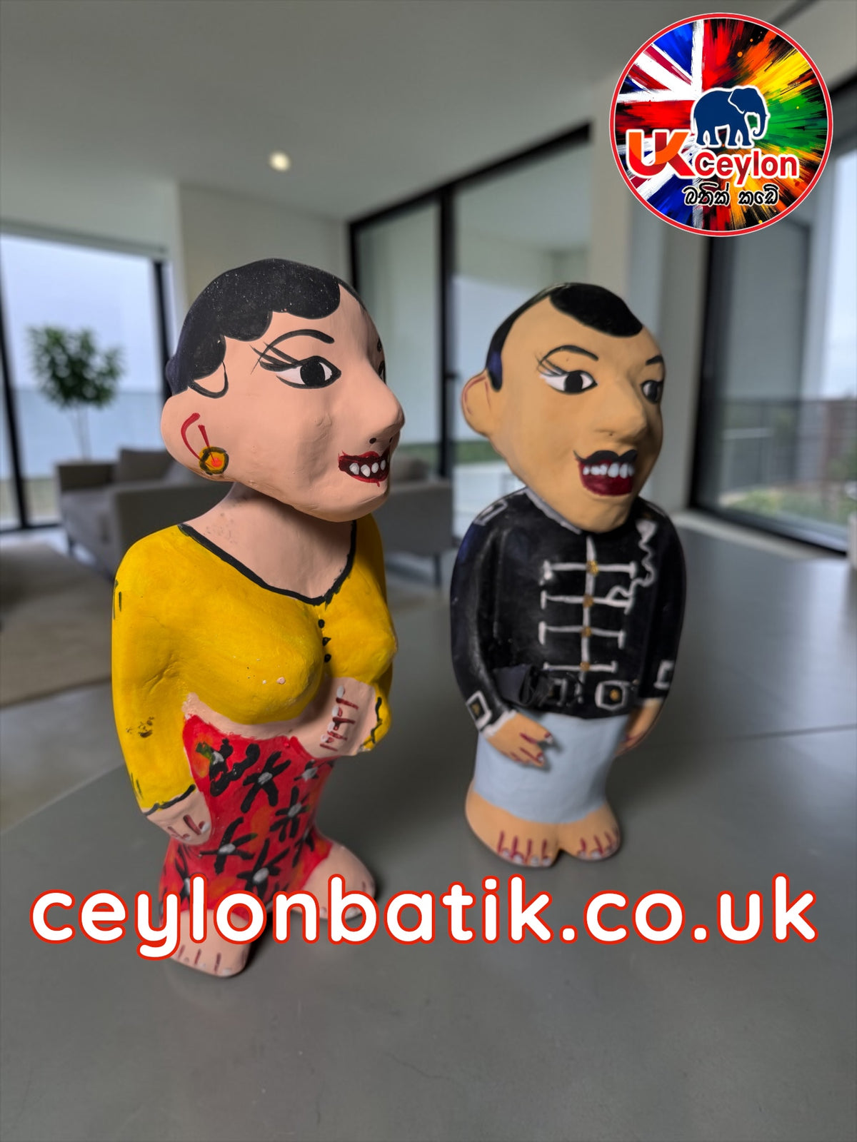 Ceylon Village Charm – Gamarala & Gama Hamine Couple Figurine ගමරාල & ගම හමිනේ ජෝඩුව